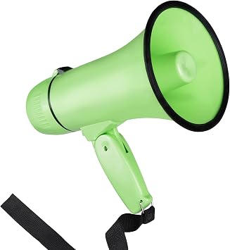 MyMealivos 20W Portable Megaphone with Strap-Bullhorn Built in Siren & 240s Record, Volume Control Cover Up to 300 ft Fit for Cheerleading, Sports Events, Indoor and Outdoor Activities-Light Green