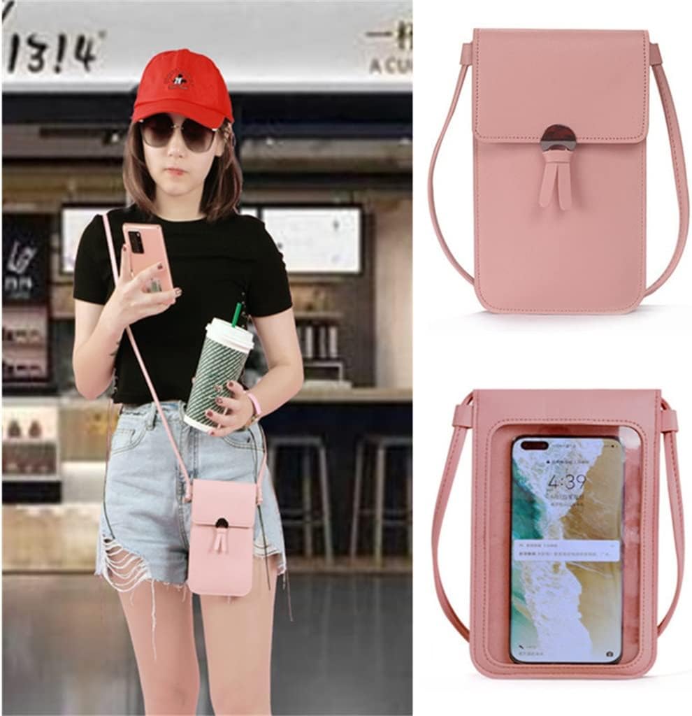 Women Outdoor Pocket Wallet Crossbody Bag Heart Shaped Decorative Mobile Phone Screen Touch