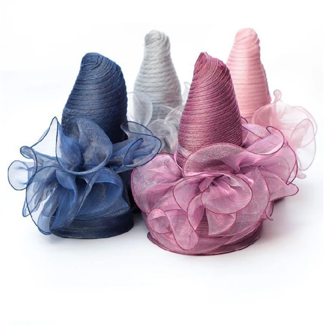 Yeuyyben Cappello da donna estivo a tesa larga per donne elegante fiore organza cappelli da sole cappelli da festa di nozze cappelli