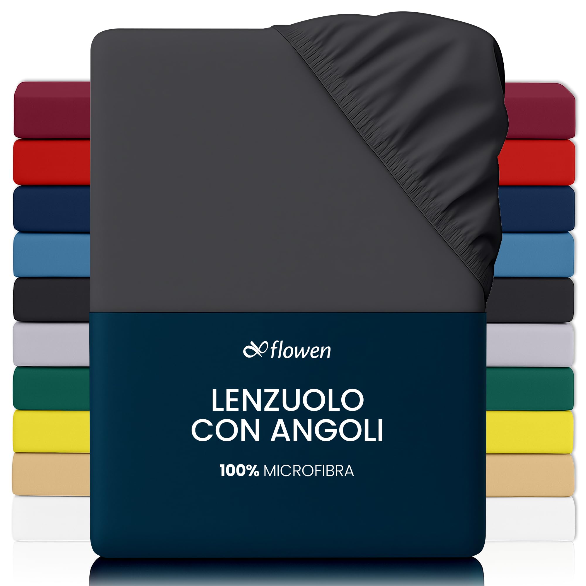 Lenzuola Matrimoniali con Angoli 160x190 cm Grigio Scuro in Microfibra per Letto con Materasso fino a 30cm Tessuto Anti-Acaro e Ipoallergenico di Alta Qualità Morbido e Lavabile in Lavatrice