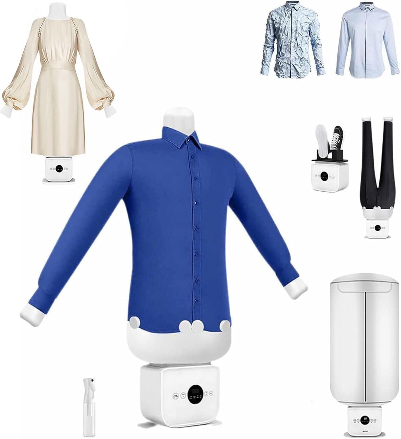 360° Without Blind Spots Ironing Machine, Hands-Free Ironing Machine, Portable Hot Air Dryer & Iron, 1250w Quick-Dry, Shirt/Pants/Shoe Care For Travel/Home(Standard+Skirt+Cover)