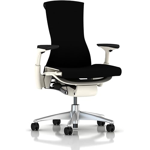 Herman Miller Embody Ergonomic Office Chair with White Frame/Titanium Base | Adjustable Arms with Hard Floor Casters | Black Rhythm