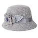 IUNEED New Fashion Women Flax Flower Bowler Hat Billycock Cap (Grey)