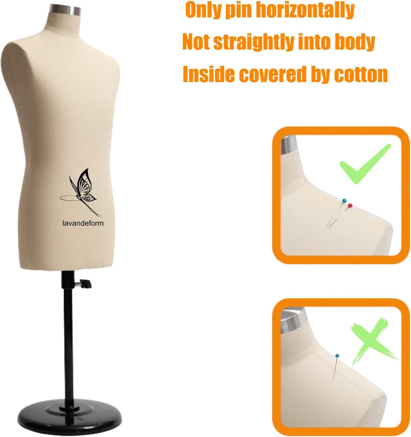 Half Scale Dress Form Male（NOT Adult Full Size,Tailor Not Fully Pinnable Dressmaker Dummy, Professional Custom Mannequin for Man,1/2 Scale Dress Form for Sewing (beiges)