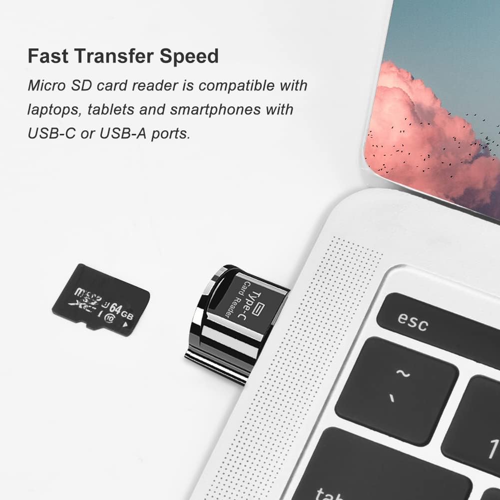 Micro SD Card Reader, USB C TF Card Reader with USB C to USB Adapter - Compatible with MacBook, Laptops, Android Phones - Image 4