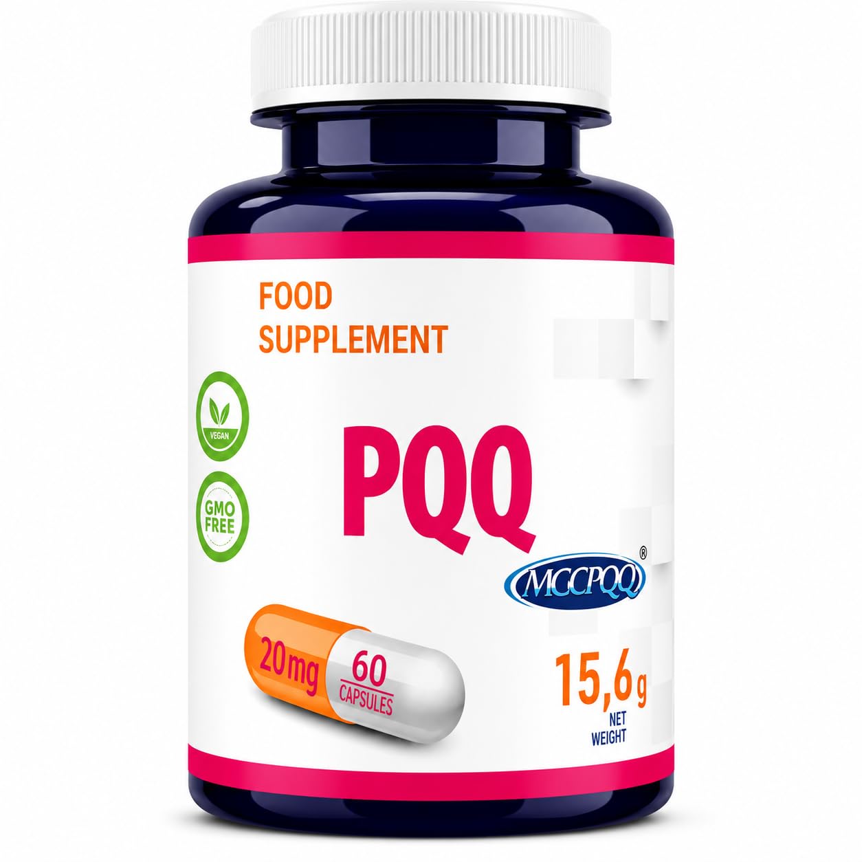 Hepatica PQQ 20 mg (MGCPQQ®) | Pirrolochinolina Chinone di Marca | 60 Capsule Vegane | Scorta 2 Mesi | GMP & laboratorio indipendente