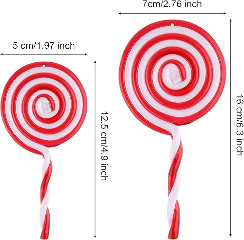 Miniatura 2 de Adorno de piruleta de Navidad para árbol de Navidad, adorno de bastón de caramelo, decoración blanca y roja para fiesta en casa (12 piezas, 4.92 x