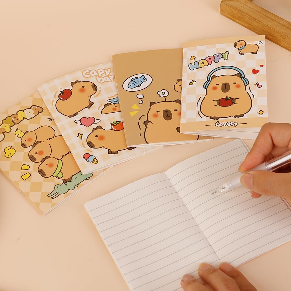 4Pcs Random Capybara A7 Notebook Portable Diary Plan Notebooks Cute Portable Notepad Student Stationery Gift (2Pcs-Random)