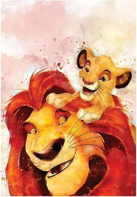 5D DIY Diamond Art Painting Kits Full Drill for Adults Kids, Rhinestones Crystal Embroidery Cross Stitch Painting Pictures by Numbers for Adults Kids Gifts Home Wall Decor - Lion