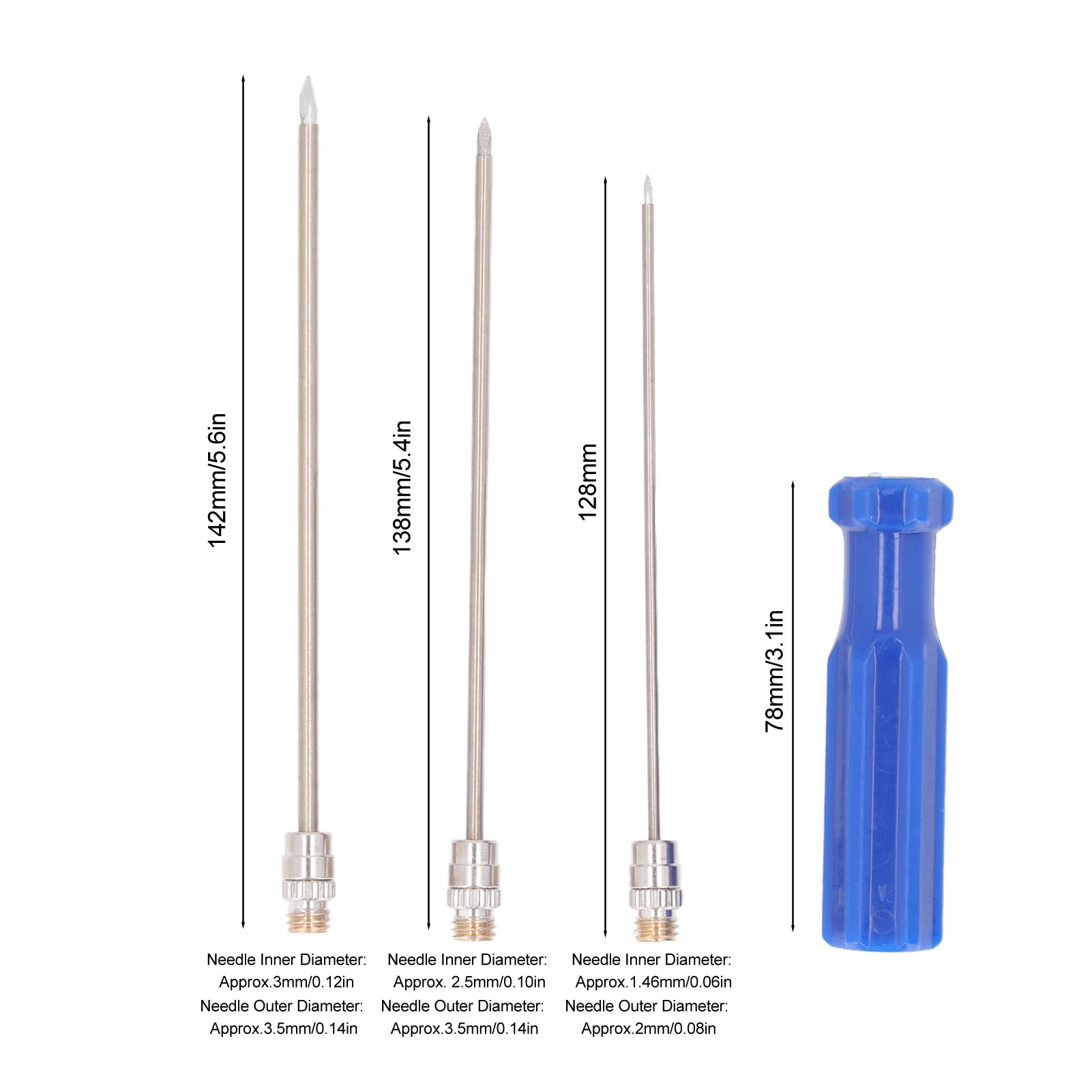 3 Pièces Trocart De Bétail Distribution De Bétail En Acier Inoxydable Distribution Aiguille De Dégonflage De L'estomac équipement Vétérinaire Instruments Chirurgicaux Pour la Perforation du Rumen De V