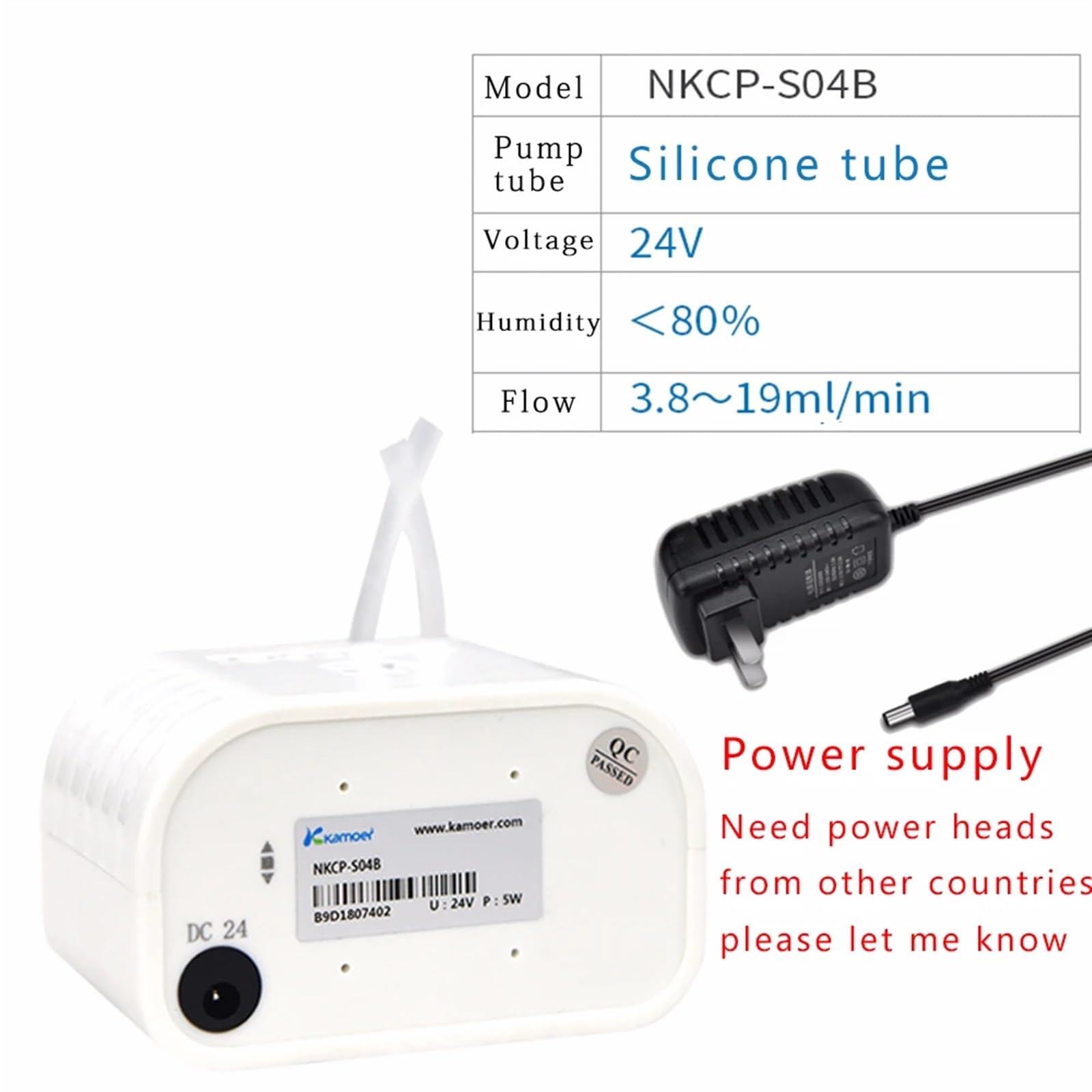 1 bomba peristáltica de 24 V CC, bomba dosificadora de líquidos for acuario, laboratorio, bomba de agua eléctrica analítica, bomba autocebante, bomba de alimentación nasal | S04B