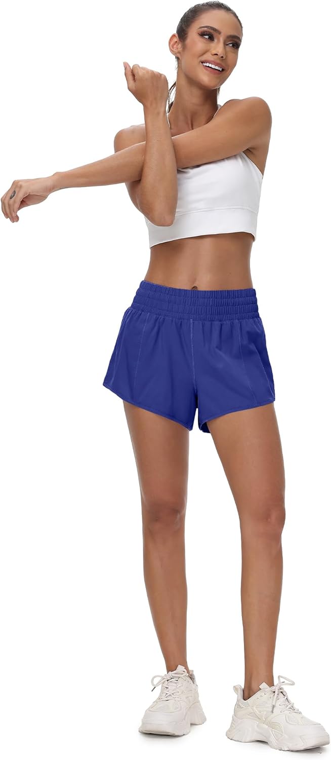 Aurefin High Waisted Athletic Shorts for Women, Quick Dry Running Shorts with Zip Pocket and Liner Womens Gym Workout Shorts - Image 7