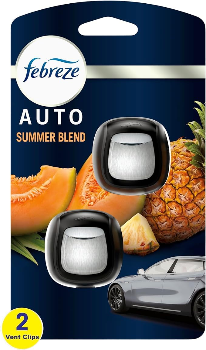 Febreze Car Air Freshener Vent Clips - 2 Clips - 0.07 Fl Oz (Summer Blend)