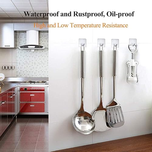 Miniatura 5 de Ganchos adhesivos para toallas, ganchos de pared resistentes al agua, de acero inoxidable, impermeables, para colgar abrigos, sombreros, toallas,