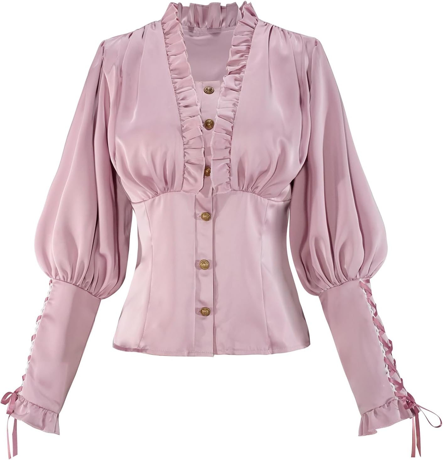 Victorian Blouse for Women Vintage Ruffle Long Sleeves Shirt Tops