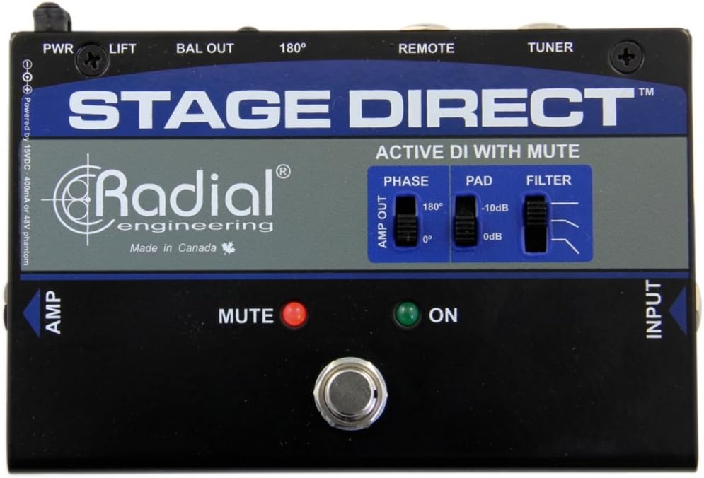 Radial Engineering StageDirect Active DI Box w/Footswitch Mute and Tuner Out