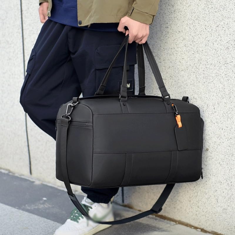 Men's Black Travel Bag Large Capacity Business Handbag Water Resistant for Sports Fitness Use