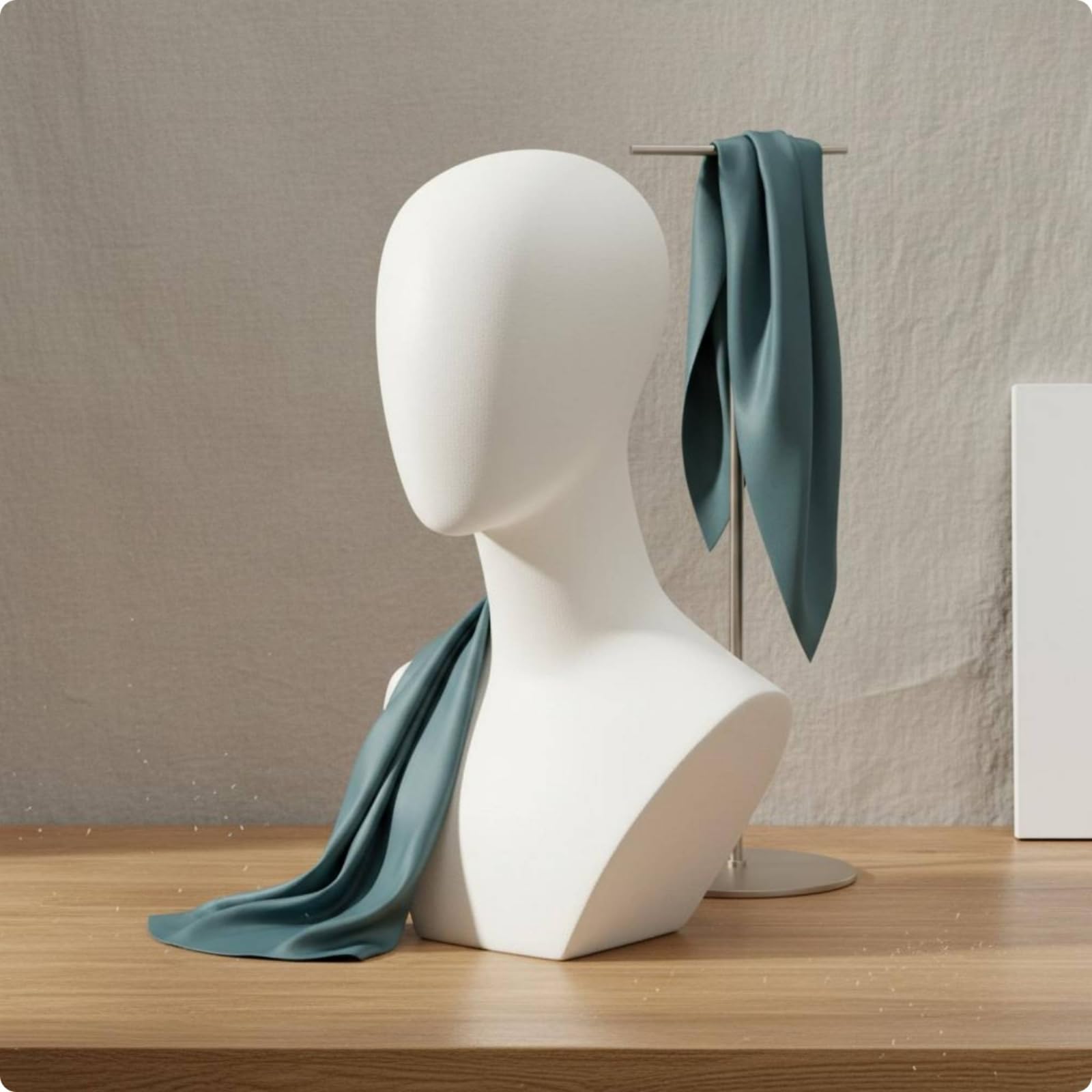 Almencla Schaufensterpuppe Kopf Schmuckaufsteller Fiberglas Präsentationsbüste Stylingkopf Dekorationsständer für Friseursalon , Elfenbeinfarben Mit Englischem Zeitungsdruck