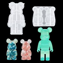 2 Pcs Bear Resin Molds Silicone 3D Animal Candle Mold Epoxy Resin Casting Mould for DIY Keychain Scented Soap Home Decor Transparent Molds