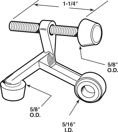 Miniatura 2 de Prime-Line MP10498 Tope de puerta de pasador de bisagra, perno de 1-14 pulgadas, construcción fundida a presión, níquel satinado (paquete de 10)