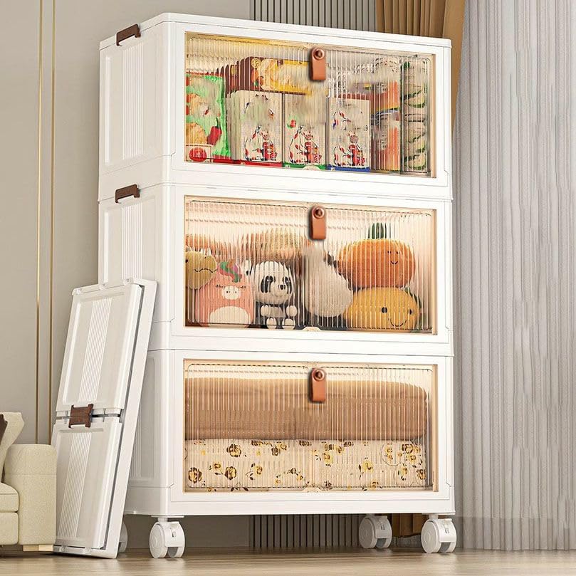 Image of Mevigo Plastic Wardrobe - 3 Tier Cupboard for Storage, Almirah for Clothes, Plastic Cabinet for Storage Box, Wardrobe Organizer for Storage for Kitchen /Bedroom /Living Room- Yfx-3
