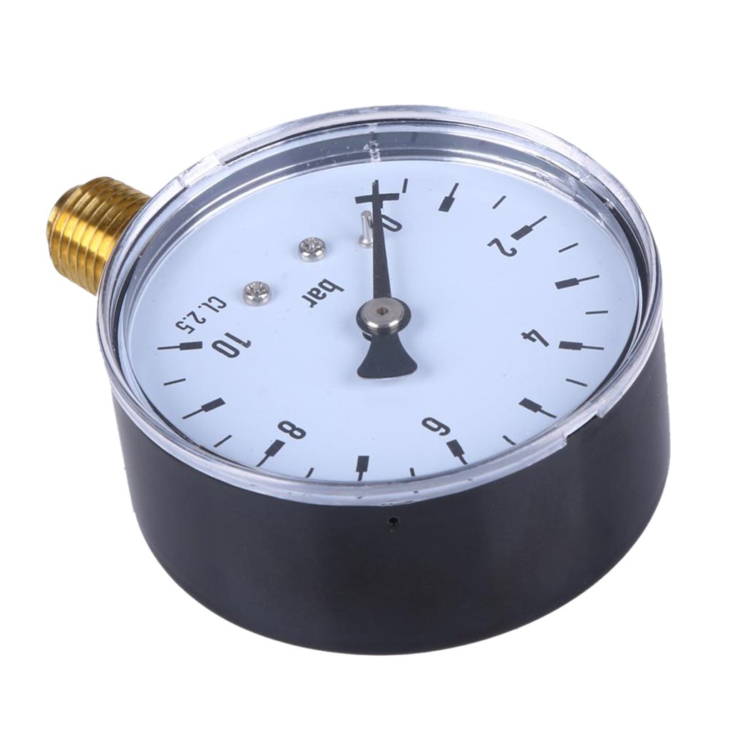 Manometro Pressione Pneumatici Auto 10 Bar - Quadrante 58mm Con Attacco 1/4 NPT - 3