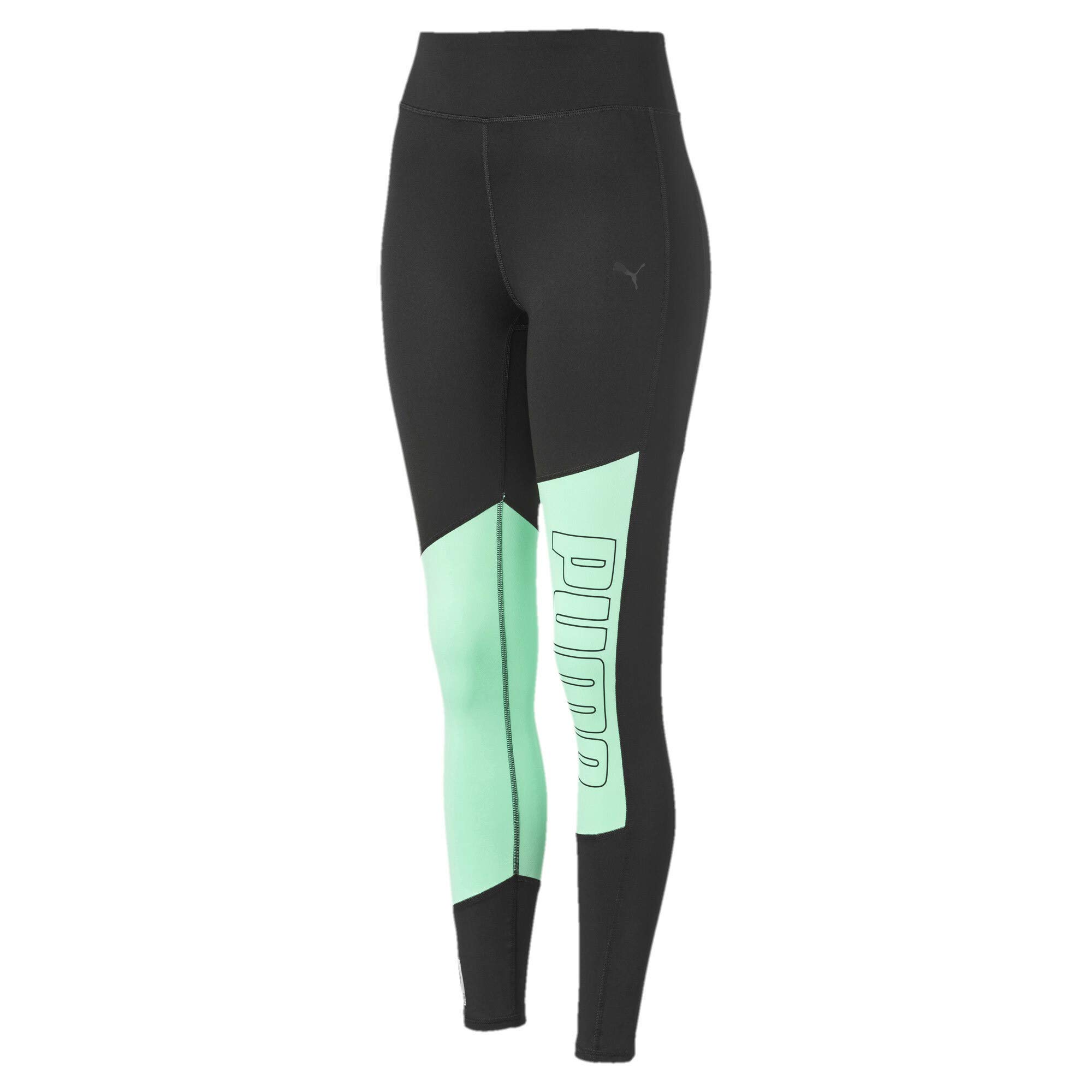 Puma Logo 7/8 Graphic Tight Leggings - Black-Green Glimmer, M