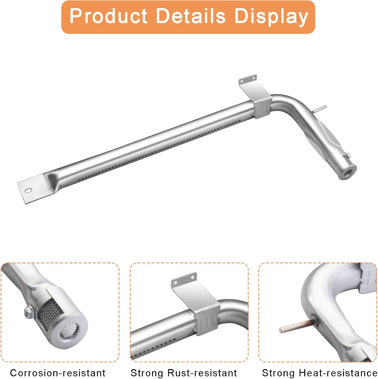PB050012 Viking Appliance Oven Burner, Stainless Steel Burner Tube Gas Replacement for EVGIC305 VGIC365 VGRC605 VGSS480 VGIC367 VGSC300 VGSC305 VGSS300 Viking Range Parts, 2-Pack, 17 Inch