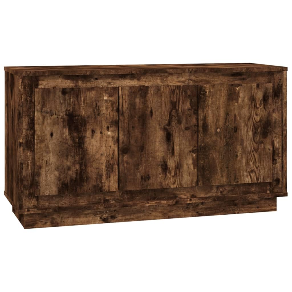 Aparador de madera de roble ahumado de 102x35x55 cm con 6 compartimentos y puertas