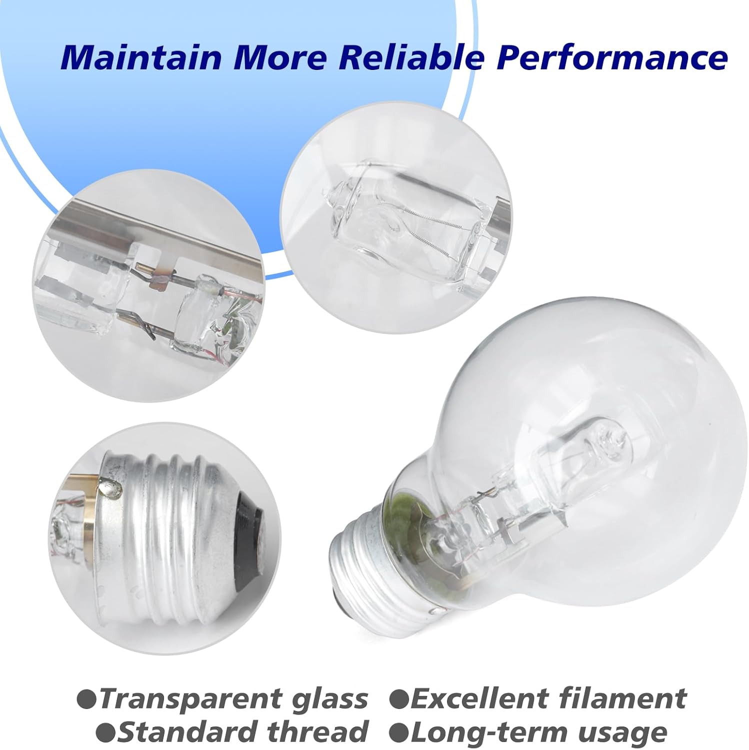 6Pcs 043168787963 Halogen Light Bulb for A19 Bulb Types E26 Thread 43 Watt 120V Replace 78796 Suitable for Table Lamps for Incandescent Light Bulbs 60 watt