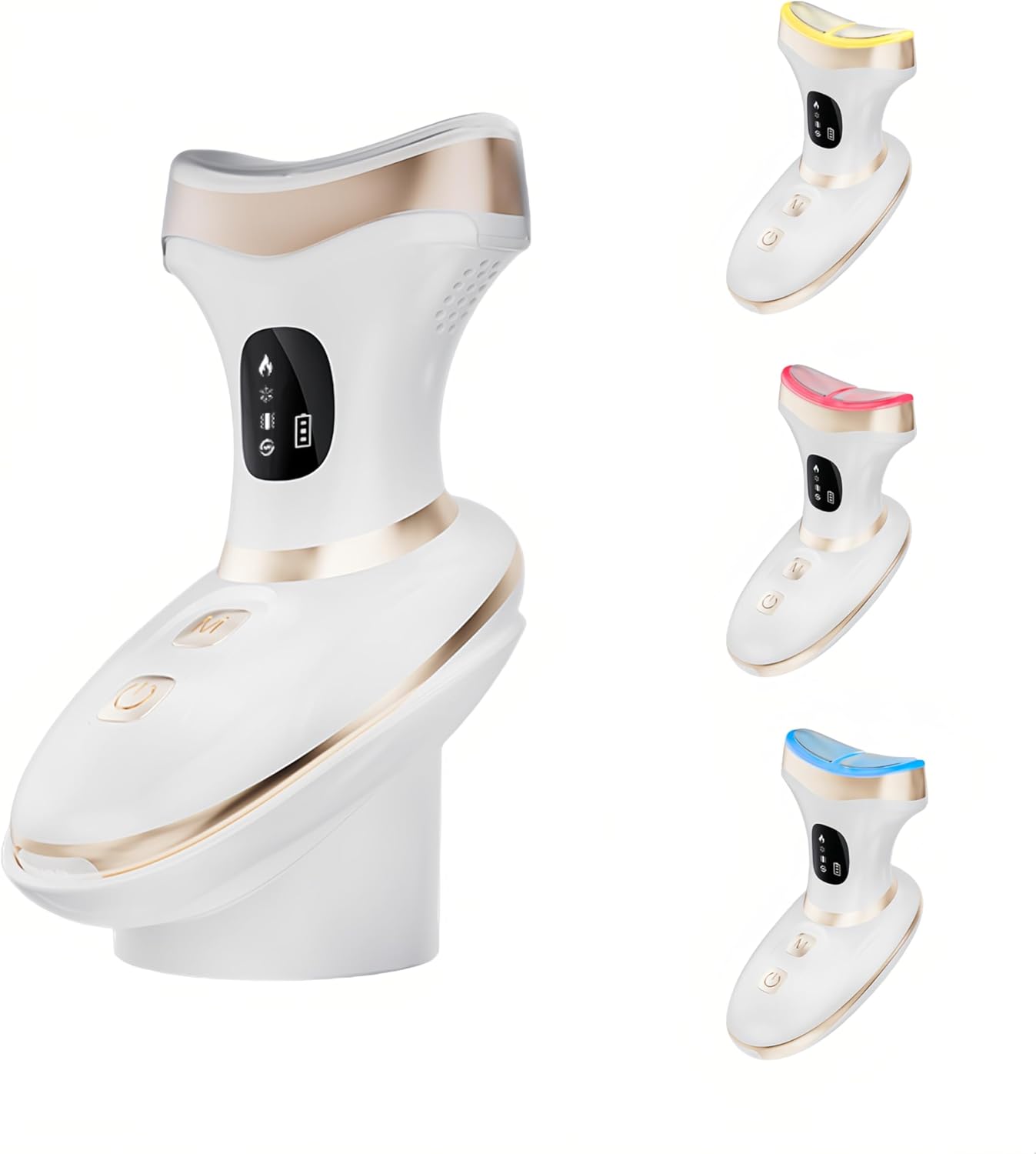 Rylynn Cold Heat Facial Body Massager, Wide-Curved Sculpting Tool for Face Depuffing, Neck and Chest Lifting, 7 Modes Smart Touch Vibration with Red Light for Lymphatic Drainage