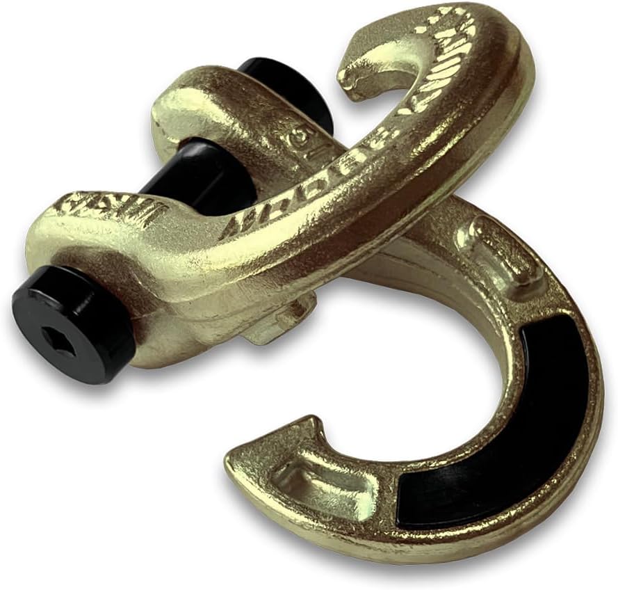 Jowl Split Shackle 5/8 and Mohawk 2.0 x 5/8 Receiver Combo 7,000 lbs WLL Heavy Duty Off Road UTV Accessories Vehicle Recovery Gear Shackle Hitch Receiver - Black Lung/Brass Balls