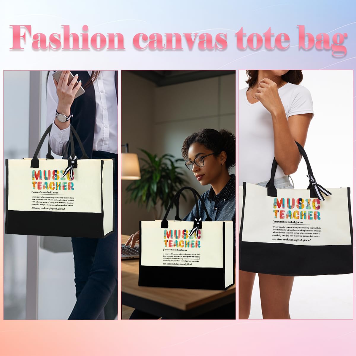 AASRR Music Teacher Appreciation Gifts - Piano & Christmas Gifts - Tote Bag - Image 5