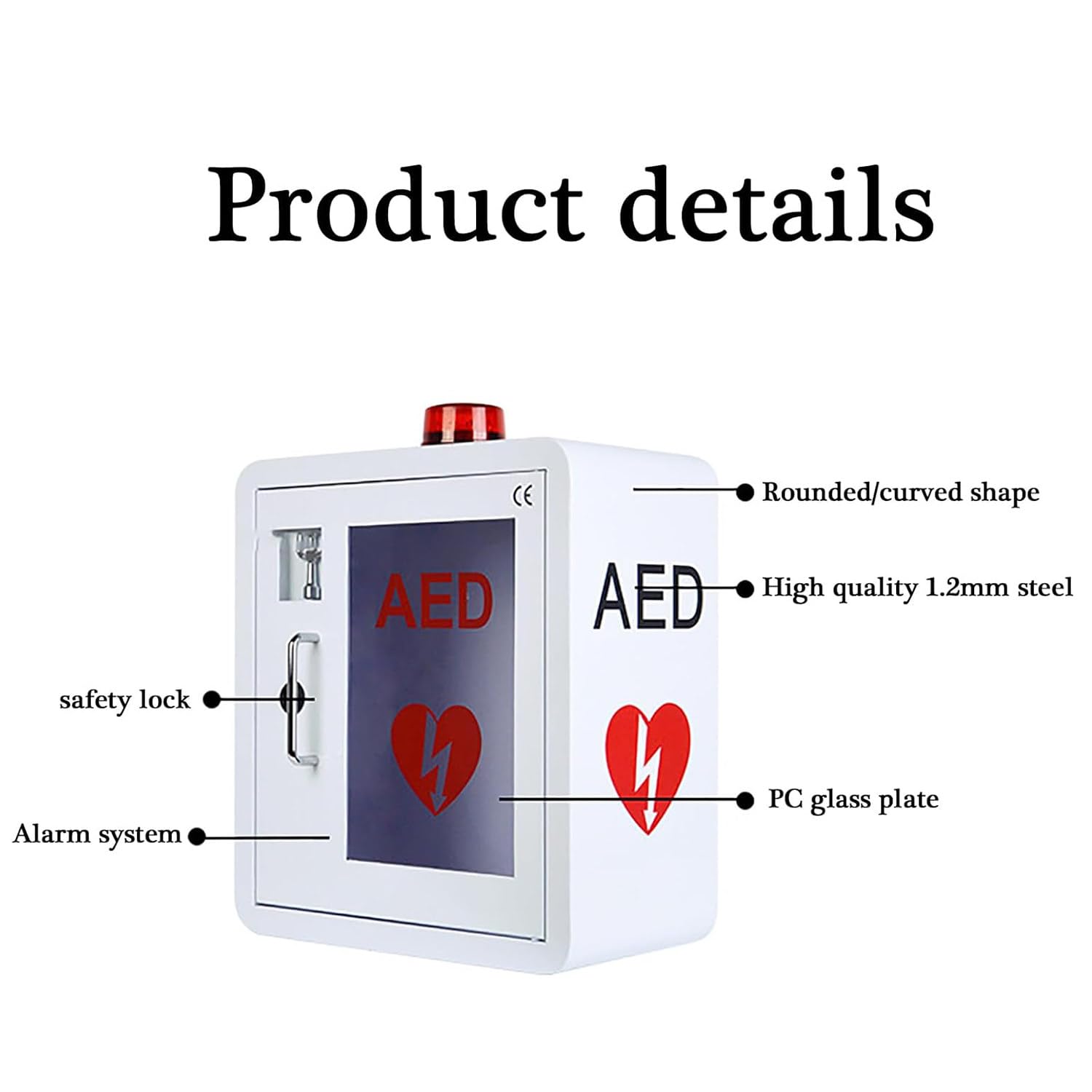 Armadietto Defibrillatore Dae Con Scatola Allarme Defibrillazione Cardiaca In Acciaio A Parete, Armadietto Defibrillatore Dae Con Luce Stroboscopica Di Emergenza Allarme