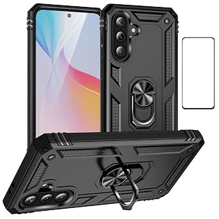for Samsung A37 5G Case with Screen Protector,Galaxy A37 5G Phone Case,Military-Grade Protective Dual Layer Heavy Duty with Ring Kickstand Car Mout Magnetic Cover (Black, A37 5G) - Amazon product rated Grade A