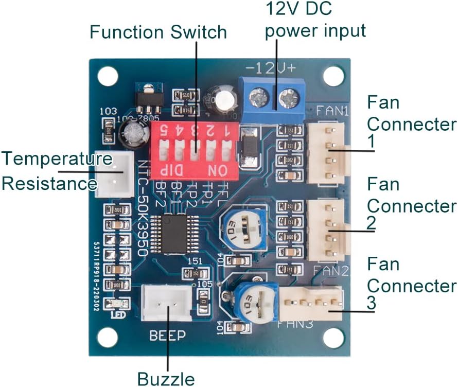 2PCS DC 12V 4 Wire PWM PC CPU Fan Temperature Control Speed Controller Module CPU High-Temp Alarm