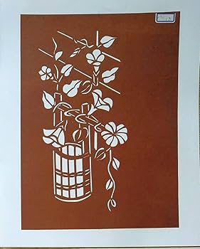 伊勢型紙　和紙　朝顔と棚　江戸〜明治　1枚 伊勢型紙 和紙 朝顔と棚 江戸〜明治 1枚