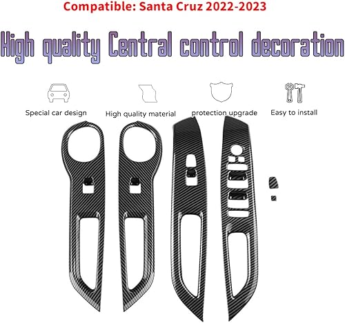 Miniatura 3 de Bmolpt Accesorios interiores personalizados para Hyundai Santa Cruz 2022 2023 ABS cubierta de consola central de cubierta de ventana de ventana de