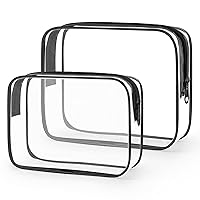 Vista 23 de Wedama Bolsa de aseo aprobada por la TSA, 4 bolsas de cosméticos con cremallera, accesorios de viaje de aeropuerto, bolsas de maquillaje de PVC