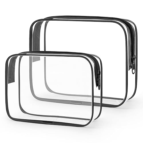 Miniatura 23 de Wedama Bolsa de aseo aprobada por la TSA, 4 bolsas de cosméticos con cremallera, accesorios de viaje de aeropuerto, bolsas de maquillaje de PVC