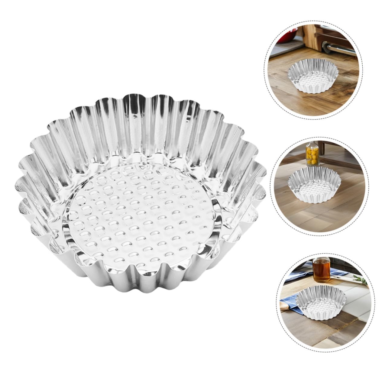 SOLUSTRE 30 Stück Teiliges Mini Kuchen Backform aus Edelstahl Runde Förmchen mit Dekorativem Geriffeltem Rand Stabile Kuchen Muffinformen zum Backen von Törtchen Muffins und Gebäck