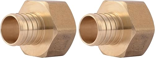 SharkBite Adaptador hembra de crimpado de 1 pulgada, accesorio de plomería de latón, tubo PEX, PE-RT, UC094LFA (paquete de 2)