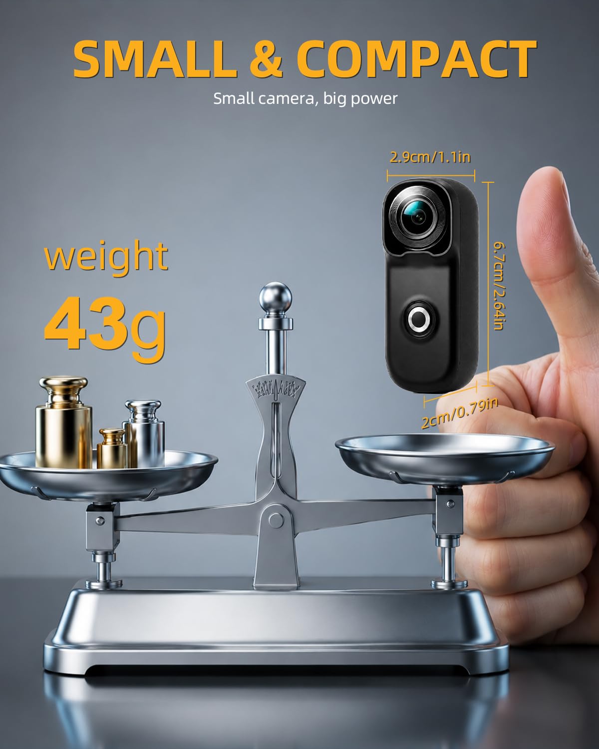 Mini caméra d'action 4K avec Carte SD de 64 Go, caméra corporelle magnétique POV avec Wi-FI