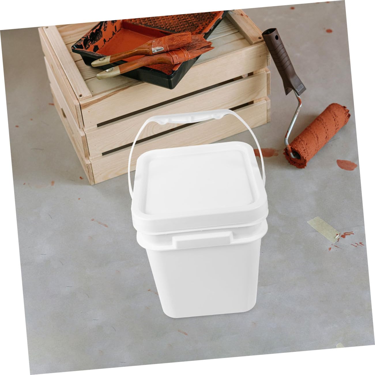 Cubo de Pintura de Plástico Blanco Tapa 10l, Paquete de 2