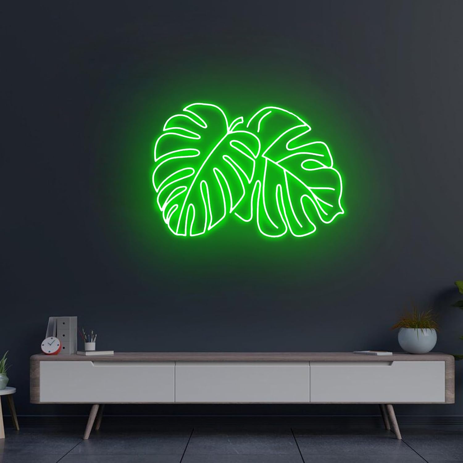 Monstera Leaf Neon Sign 23 inches Dimmable Monstera Plant Led Lights Up Wall Art Decor Neon Signs for Plant Store Living Home Room Party Decorations