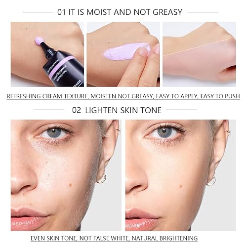 Miescher Whitening Tone Up Cream, Hydrating Bb Cream Makeup Foundation Primer Isolation Cream Face Moisturizer Cream Concealer Pores Cover Blurring Pore Primer Natural Lightweight Smooth Facial Skin Color Corrector Liquid-1.59Oz (#04 White) #TOP3
