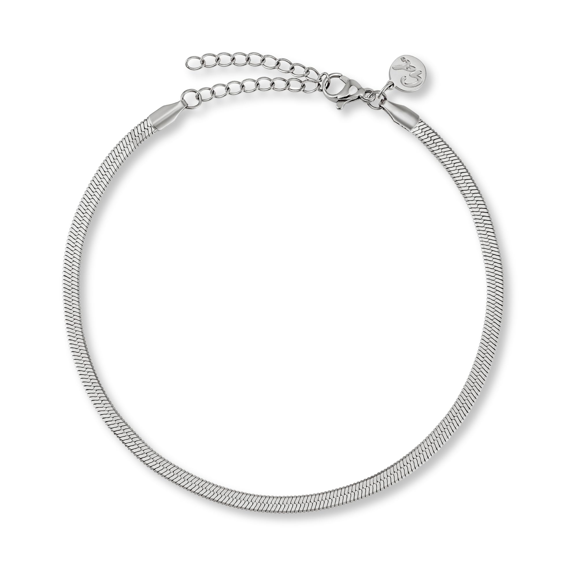 GD GOOD.designs Cavigliera da donna - catena piatta a serpente da 3 mm in oro 18 carati, oro rosa o argento placcato | Acciaio inossidabile 316L | Resistente all'acqua, regolabile da 22 a 27 cm