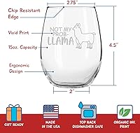 Vista 2 de Juego de copas de vino sin tallo divertidas de llama, paquete de 4 copas - No Drama Llama, Not My Prob-Llama, She's A Bad Mama Llama, Less Drama