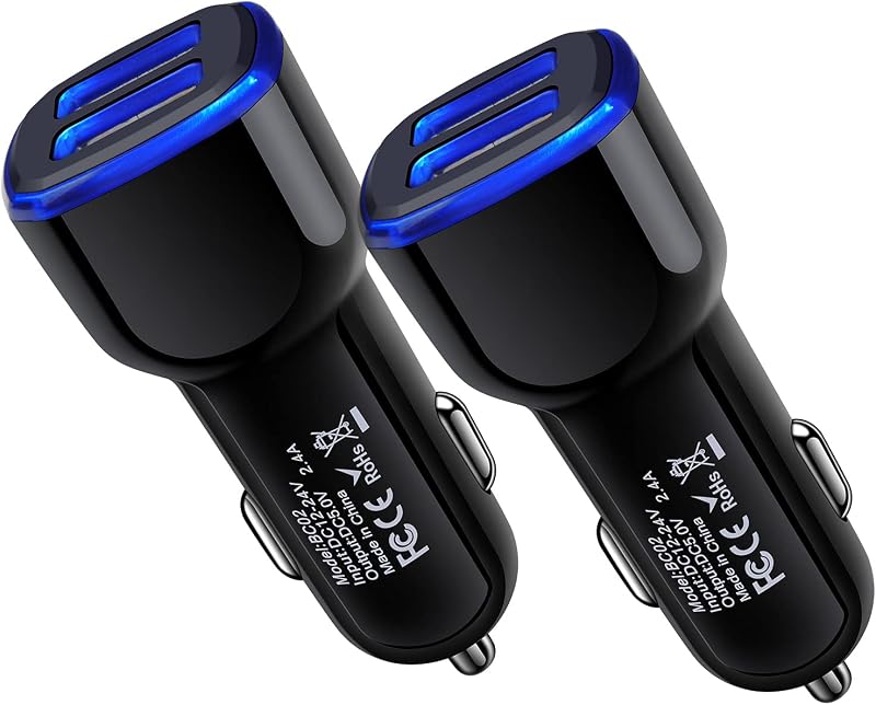Android Phone Car Charger Car Adapter Fast Charging for Samsung Galaxy S25FE/S25 Ultra/A16 5G/A17/A56/A55/A54/A53/A15/A26/A36/S24 Ultra/S23/S22, iPhone 17 Pro/16/15, Dual Cigarette Lighter USB Charger