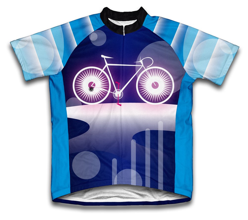 ScudoPro Blue Wheels Short Sleeve Cycling Jersey for Youth - Size M